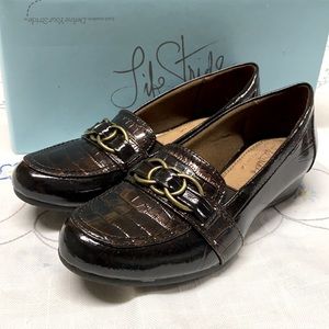 Life Stride 5.5M Brown Wedge Slip-ons, like new